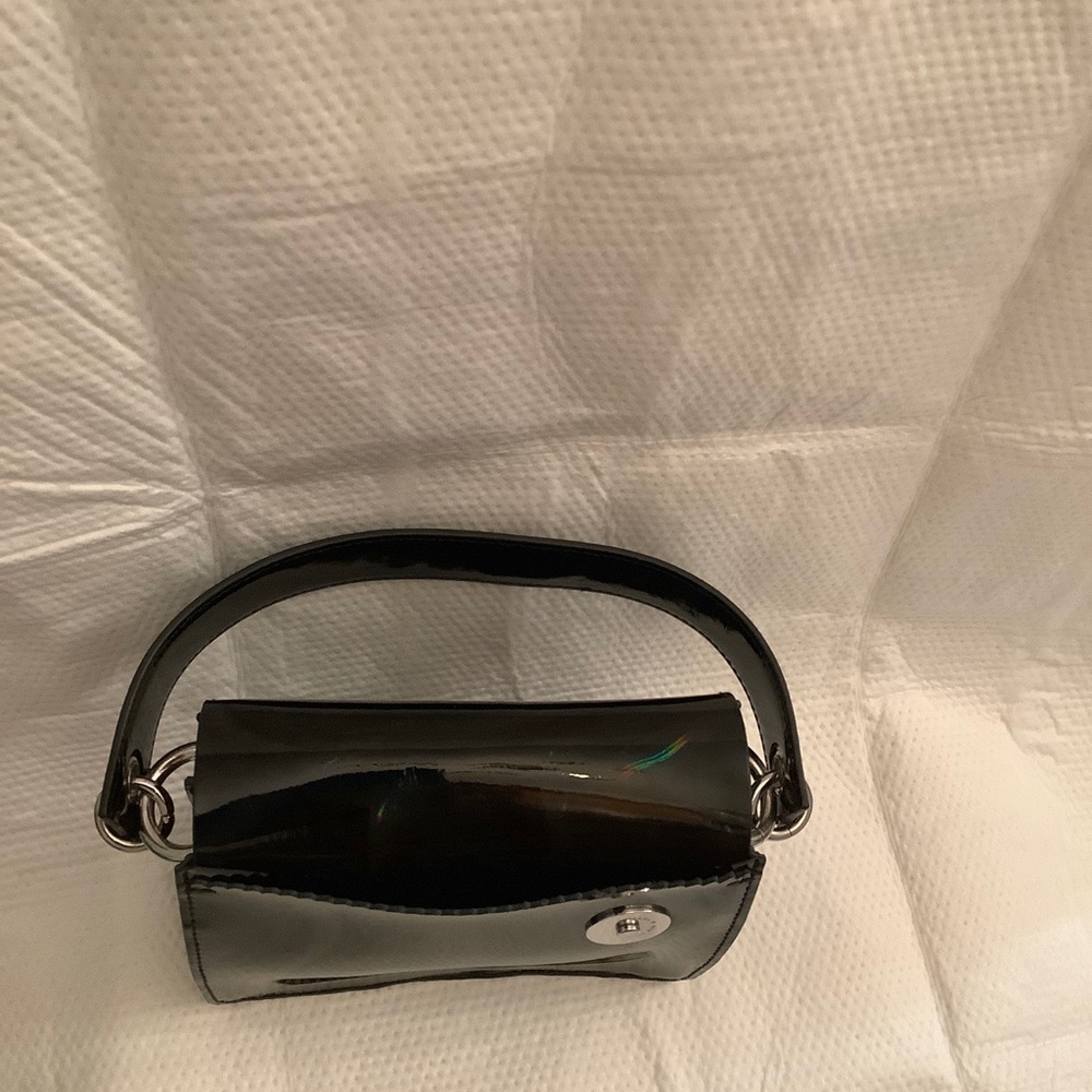 KARA Black Shiny Patent Leather Small Purse Crossbody Bag NWOT - Picture 4 of 13